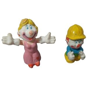 VTG 1981 Mego Corp Clown Around PVC Figures Lot of 2 Circus & Construction